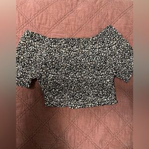 Angie Floral stretchy off the shoulder crop top